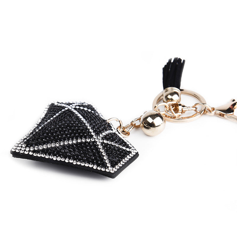 Plush Tassel Inlaid Diamond Keychain