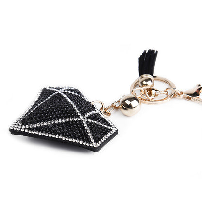 Plush Tassel Inlaid Diamond Keychain