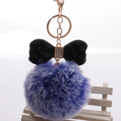 Plush Leopard Diamond Bow Keychain