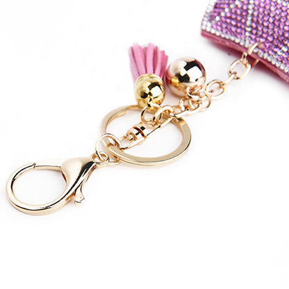 Plush Tassel Inlaid Diamond Keychain