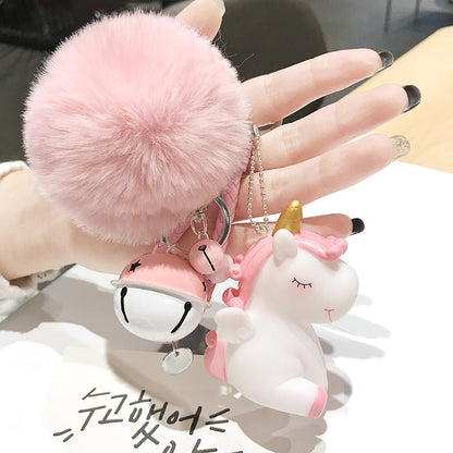 Unicorn Hair Ball Silicone Keychains