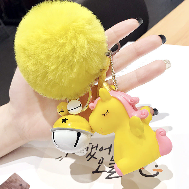 Unicorn Hair Ball Silicone Keychains