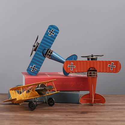 European Iron Art Plane Model Ornament