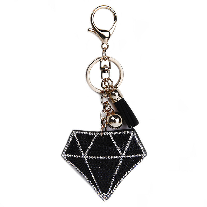 Plush Tassel Inlaid Diamond Keychain
