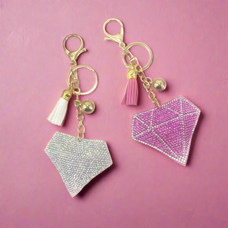 Plush Tassel Inlaid Diamond Keychain
