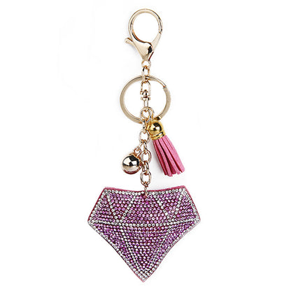 Plush Tassel Inlaid Diamond Keychain