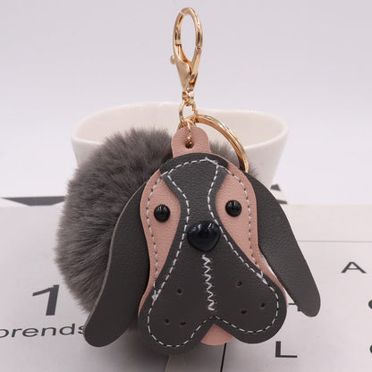 PU Leather Puppy Plush Keychains