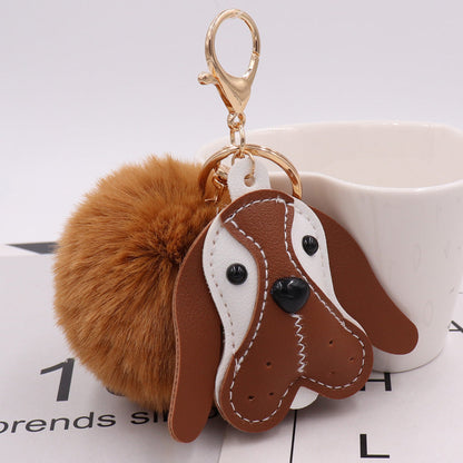PU Leather Puppy Plush Keychains