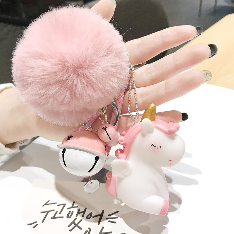 Unicorn Hair Ball Silicone Keychains