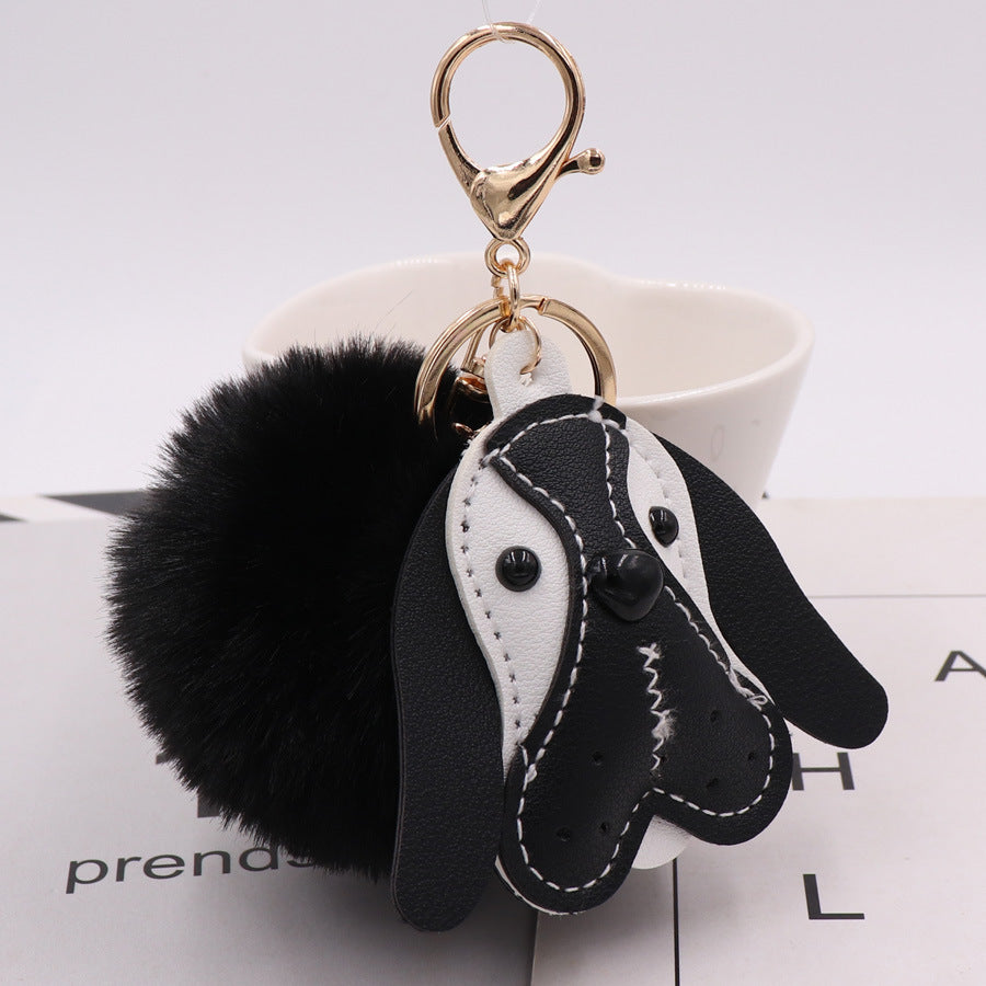 PU Leather Puppy Plush Keychains