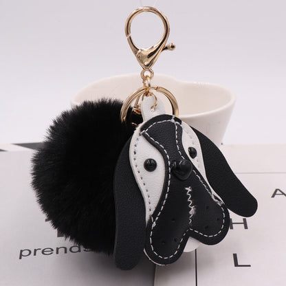 PU Leather Puppy Plush Keychains