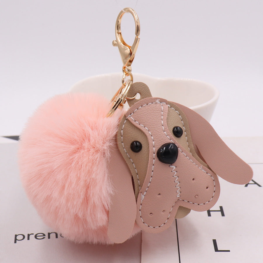 PU Leather Puppy Plush Keychains