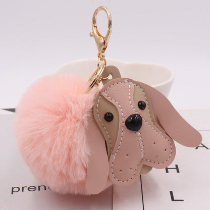 PU Leather Puppy Plush Keychains