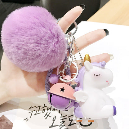 Unicorn Hair Ball Silicone Keychains