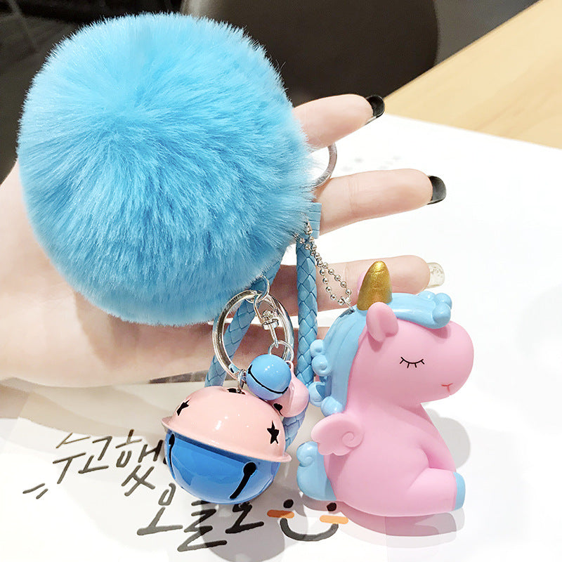 Unicorn Hair Ball Silicone Keychains