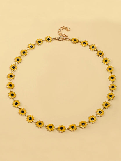 Always Sunny Here Enamel Sunflower Necklace