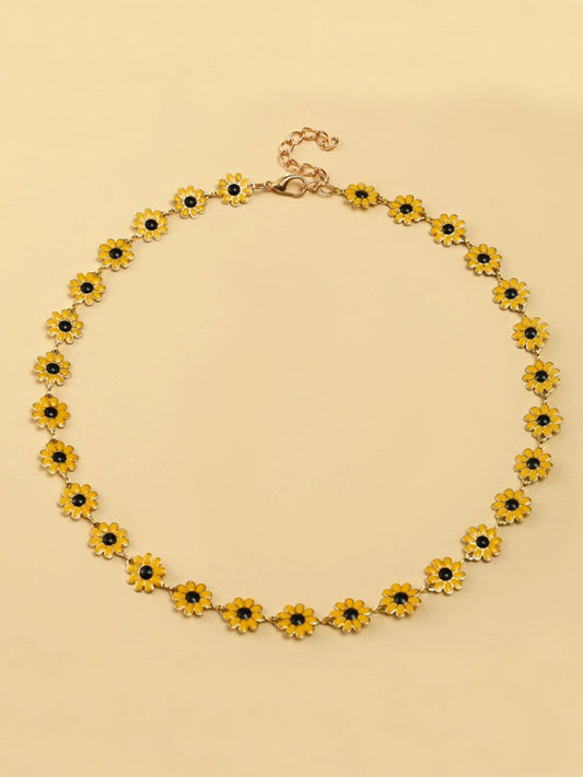 Always Sunny Here Enamel Sunflower Necklace
