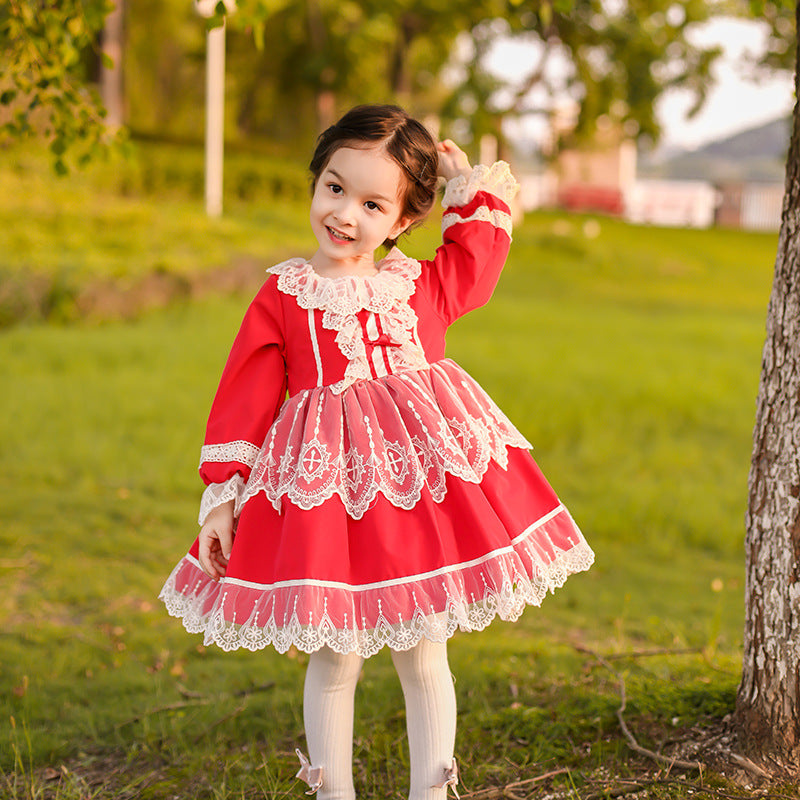 Baby Kid Girls Bow Lace Dressy Birthday Party Spanish Dresses Princess Dresses And Accessories Headwear Wholesale 980210300