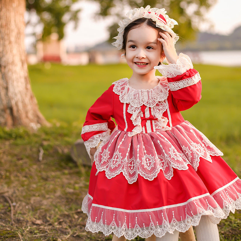 Baby Kid Girls Bow Lace Dressy Birthday Party Spanish Dresses Princess Dresses And Accessories Headwear Wholesale 980210300