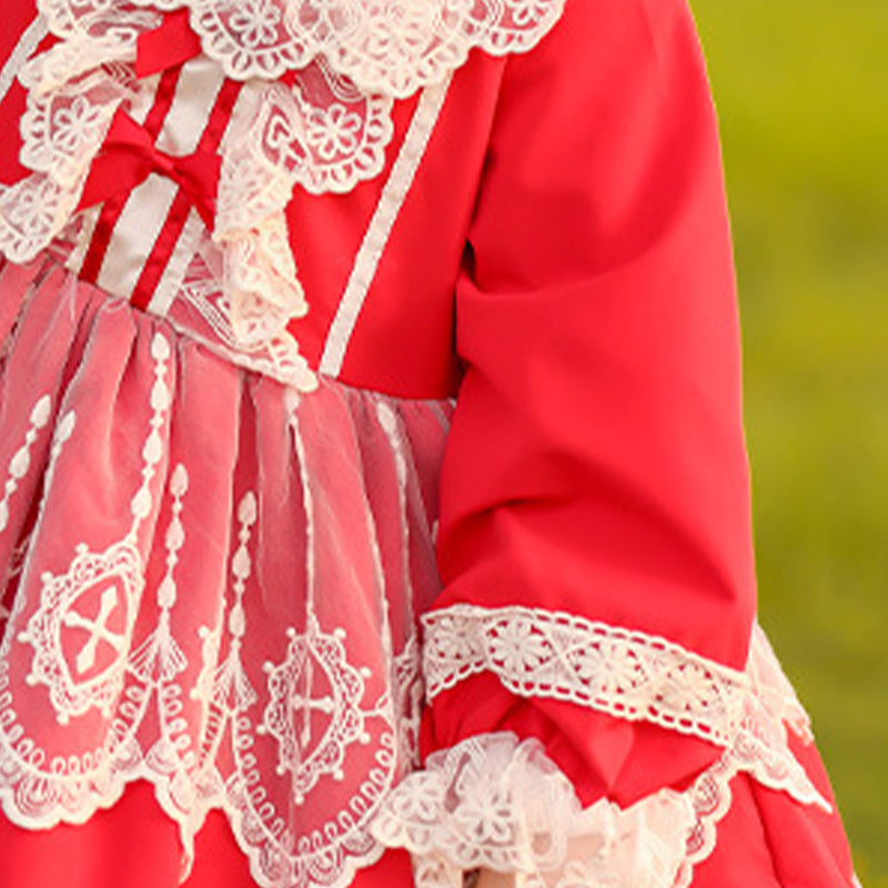 Baby Kid Girls Bow Lace Dressy Birthday Party Spanish Dresses Princess Dresses And Accessories Headwear Wholesale 980210300