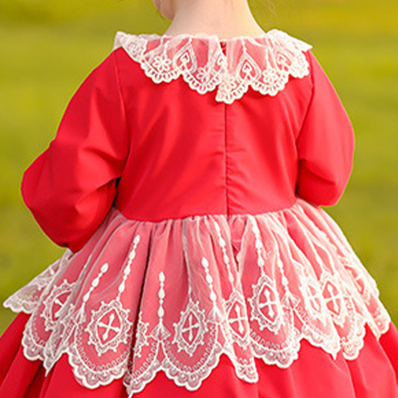 Baby Kid Girls Bow Lace Dressy Birthday Party Spanish Dresses Princess Dresses And Accessories Headwear Wholesale 980210300