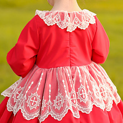 Baby Kid Girls Bow Lace Dressy Birthday Party Spanish Dresses Princess Dresses And Accessories Headwear Wholesale 980210300