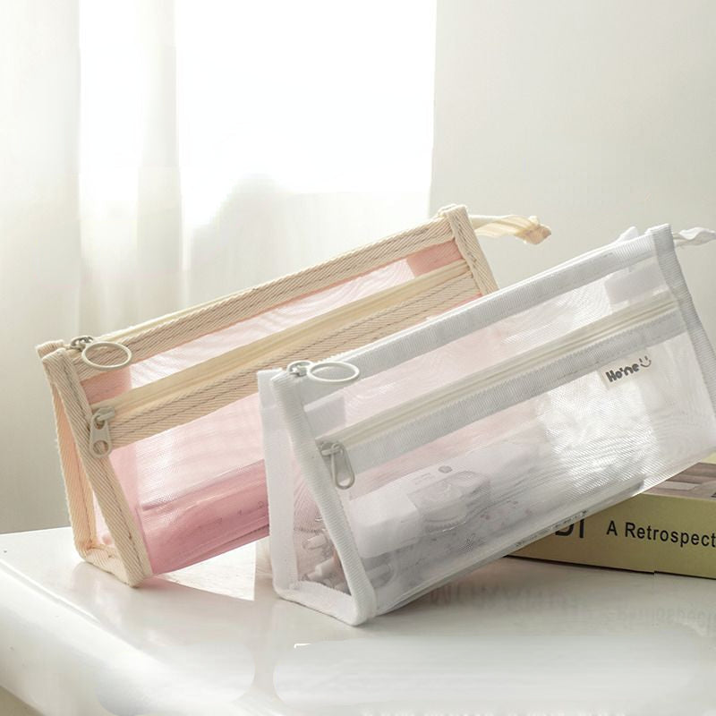 Transparent Double-layer Mesh Pen Bags