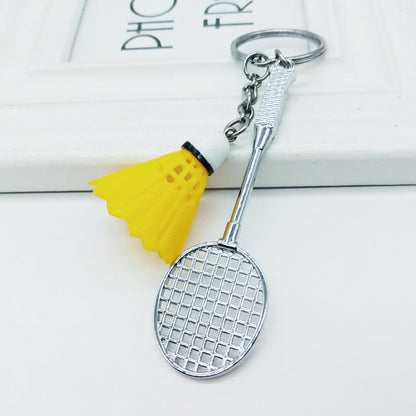 Mini badminton metal keychain