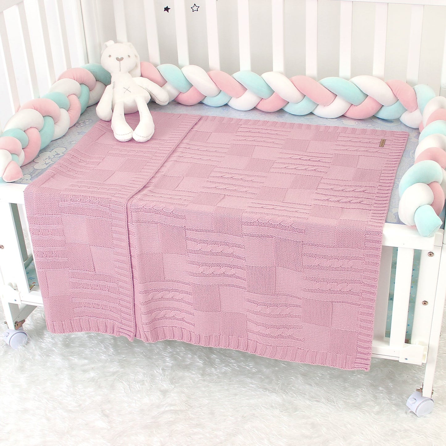 Baby Solid Color Knitted Blanket Baby Windproof Cover Baby