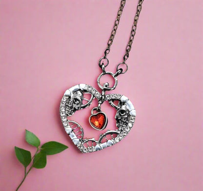 Steampunk Skull Heart Pendant