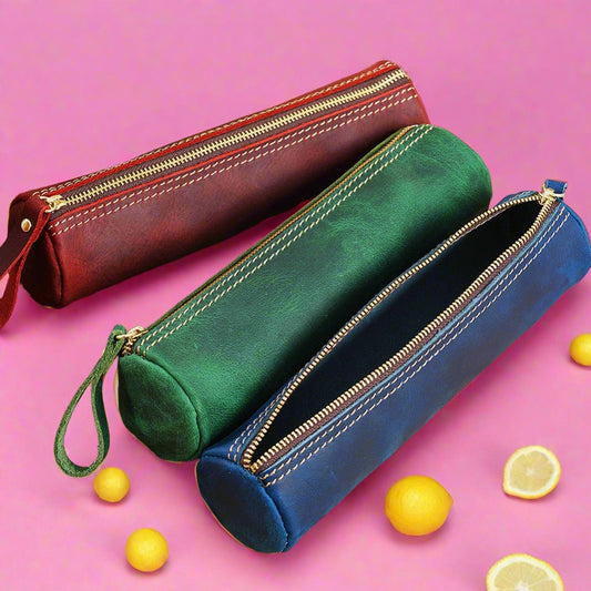 Vintage Genuine Leather Pencil Case