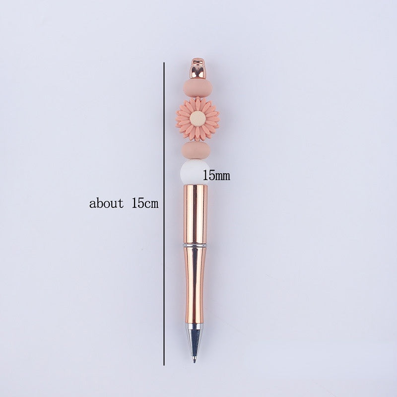 Beadable Pens Handmade Daisy Silicone Beaded Ballpoint Pen