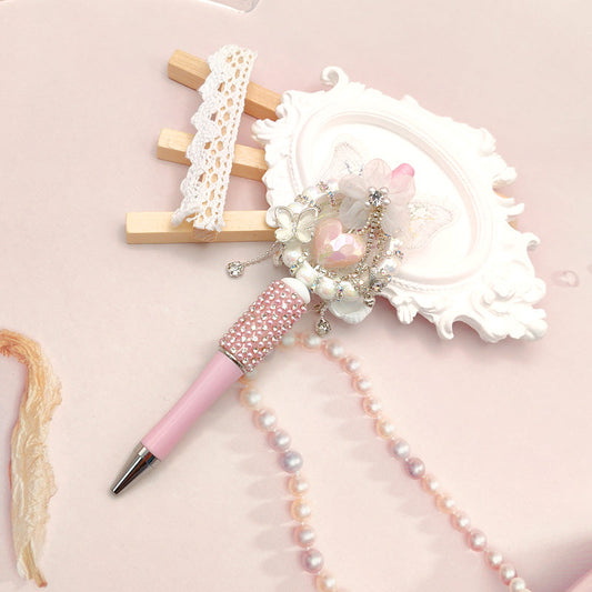 Beaded Pen Butterfly Pearl Rhinestone Lace Pen Handmade