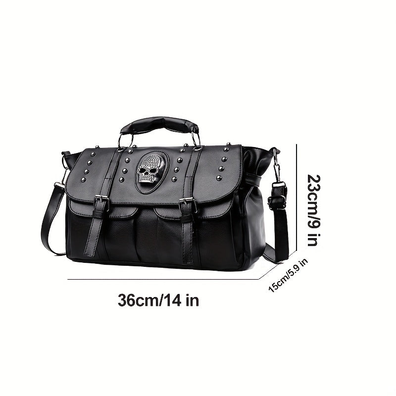 Skull Studded Messenger Bag