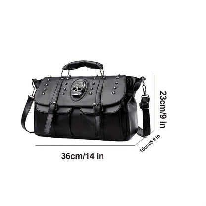 Skull Studded Messenger Bag