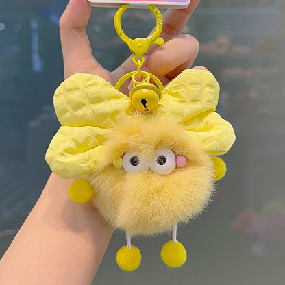 Bow Colorful Fur Ball Keychain
