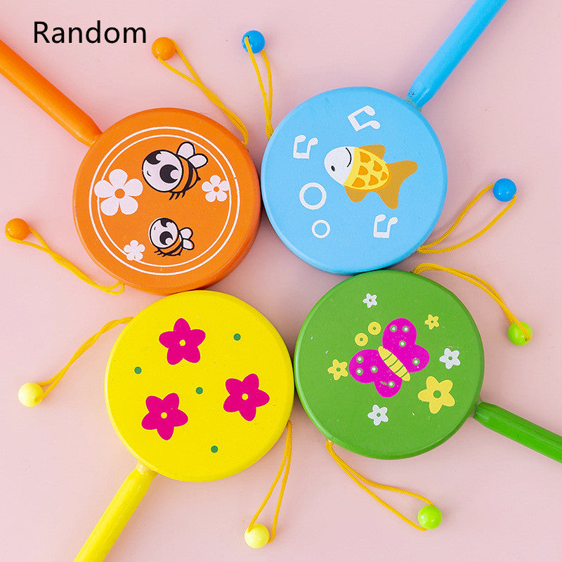 Wooden Cartoon Hand Drum Educational Toy for Children