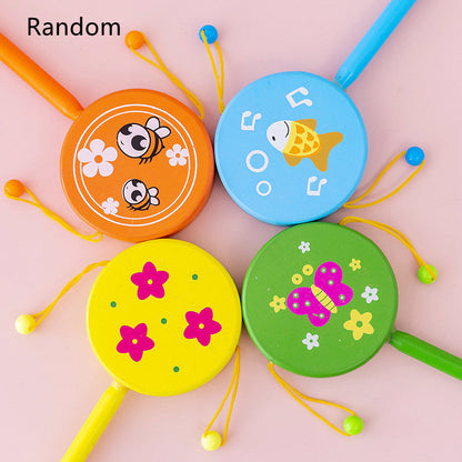 Wooden Cartoon Hand Drum Educational Toy for Children