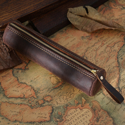 Vintage Genuine Leather Pencil Case