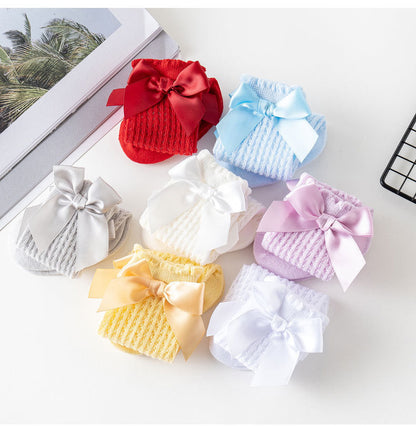 Baby Girls Solid Color Bow Accessories Socks