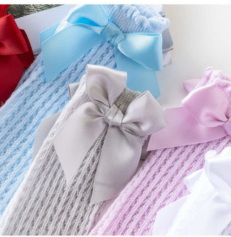 Baby Girls Solid Color Bow Accessories Socks