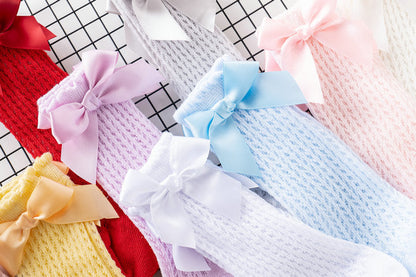 Baby Girls Solid Color Bow Accessories Socks