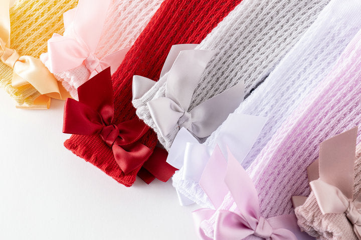 Baby Girls Solid Color Bow Accessories Socks
