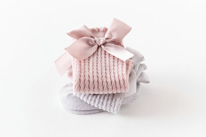Baby Girls Solid Color Bow Accessories Socks