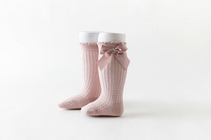 Baby Girls Solid Color Bow Accessories Socks