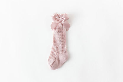 Baby Girls Solid Color Bow Accessories Socks