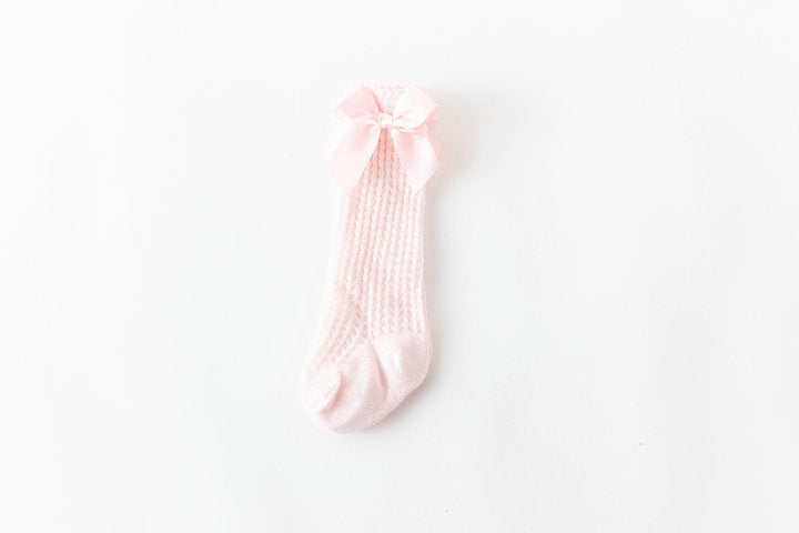 Baby Girls Solid Color Bow Accessories Socks