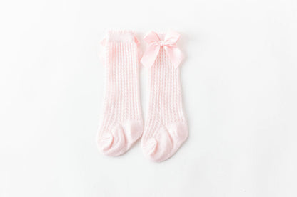 Baby Girls Solid Color Bow Accessories Socks