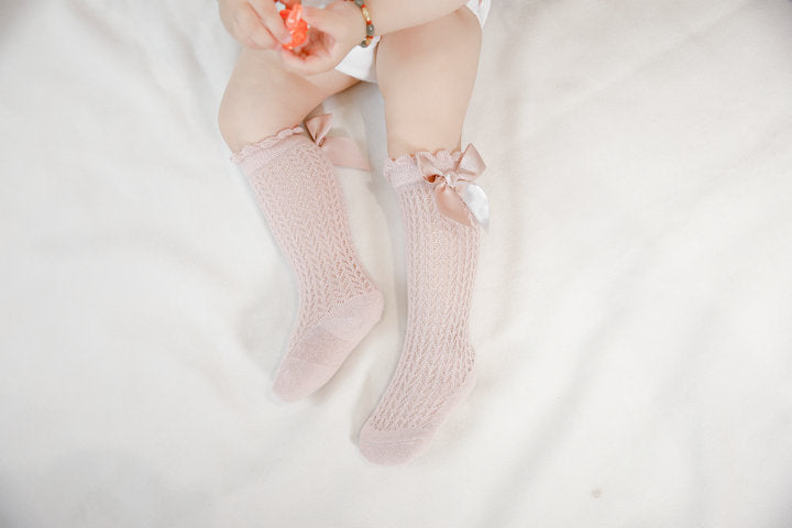 Baby Girls Solid Color Bow Accessories Socks