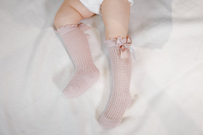 Baby Girls Solid Color Bow Accessories Socks